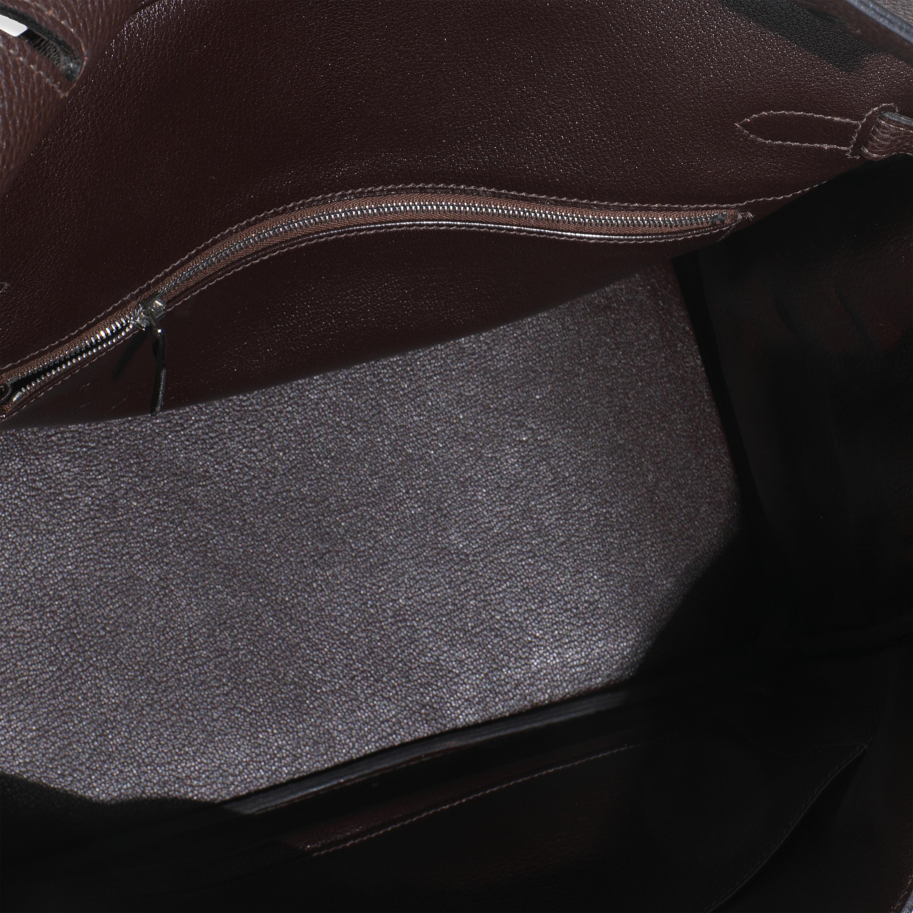 Hermès Ebene Clemence Birkin 35 PHW in vendita 3