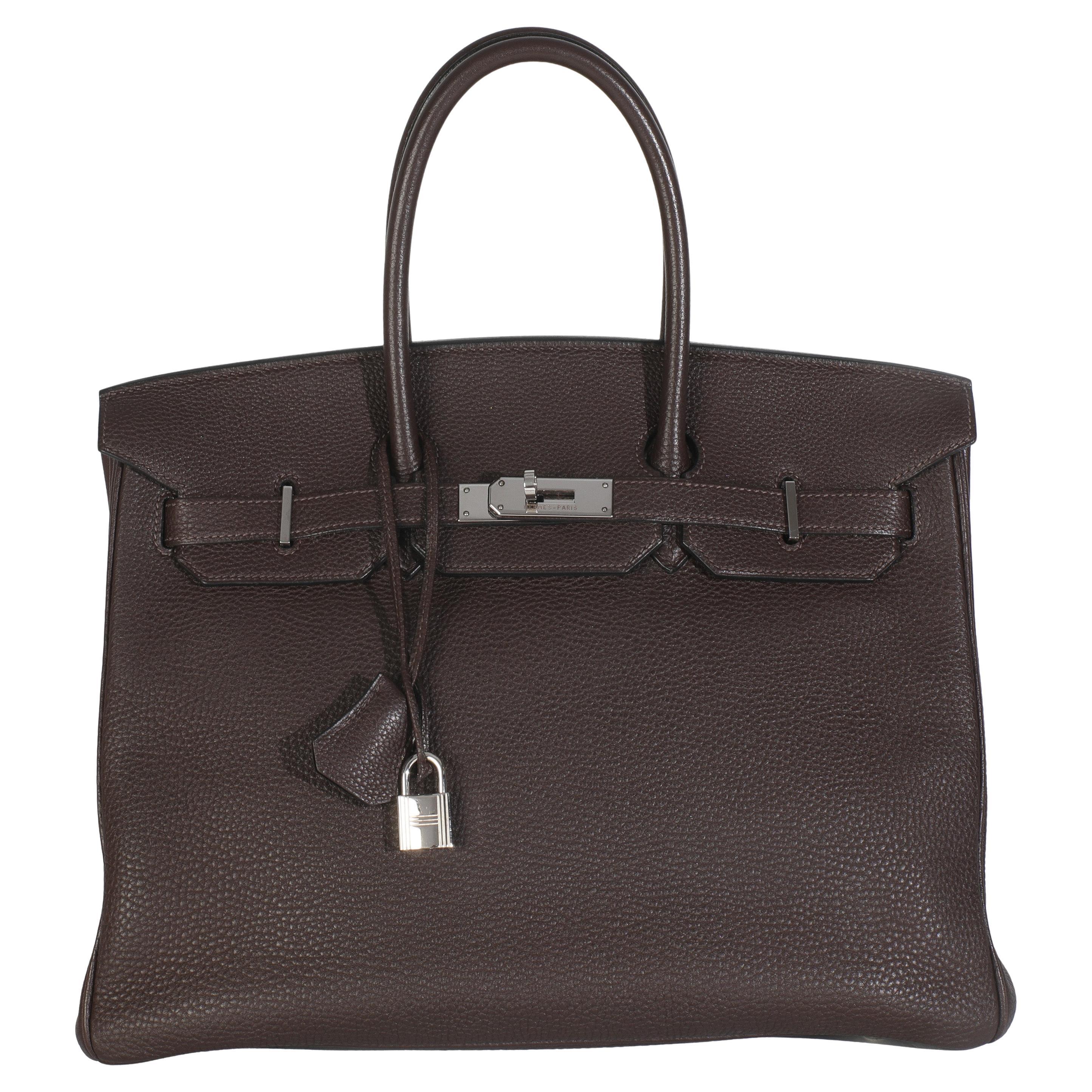 Hermès Ebene Clemence Birkin 35 PHW in vendita
