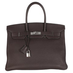 Hermès Ebene Clemence Birkin 35 PHW Hermès Ebene Clemence Birkin 35 PHW