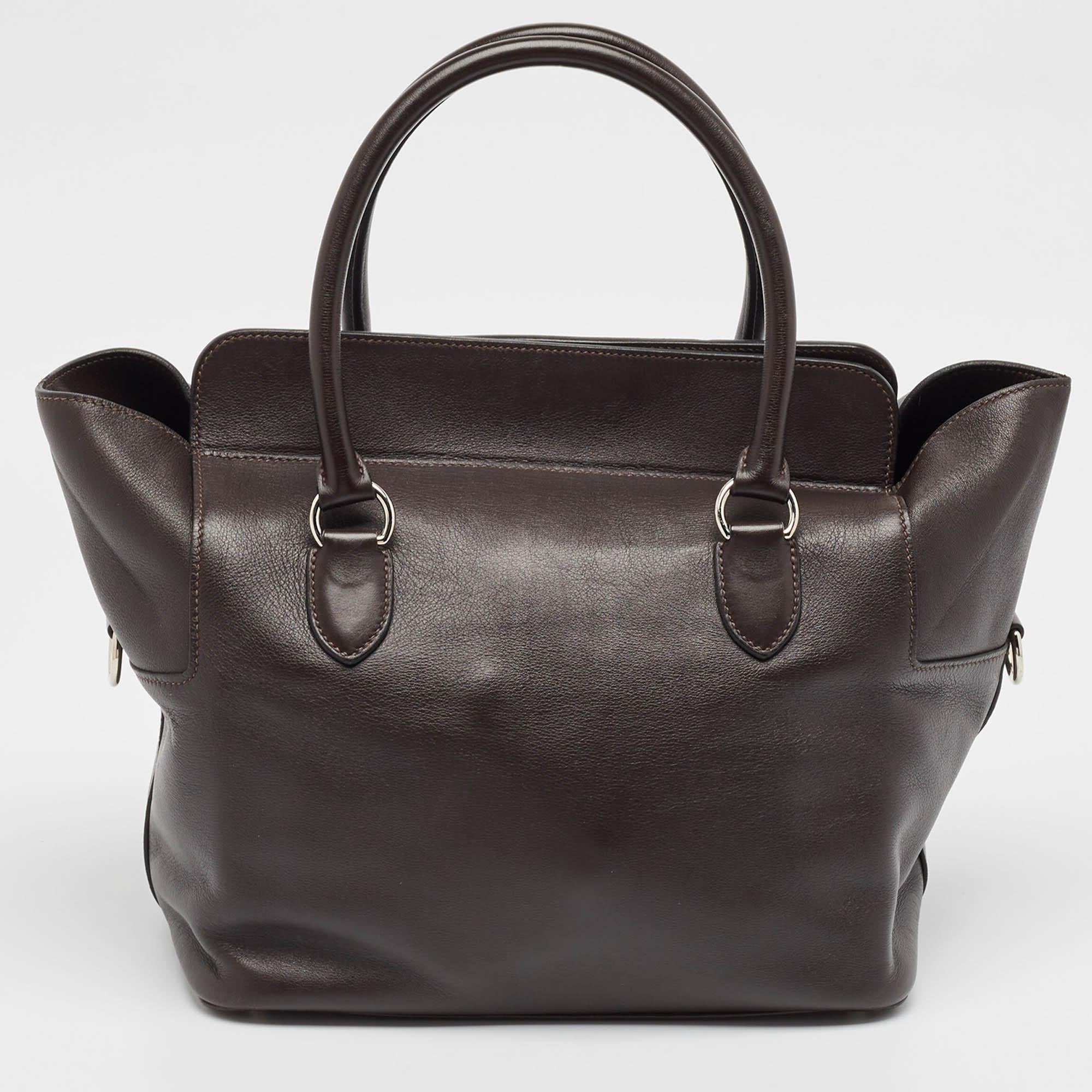 Hermes Ebene Evercolor Leather Palladium Finish Toolbox 26 Bag In Fair Condition In Dubai, Al Qouz 2