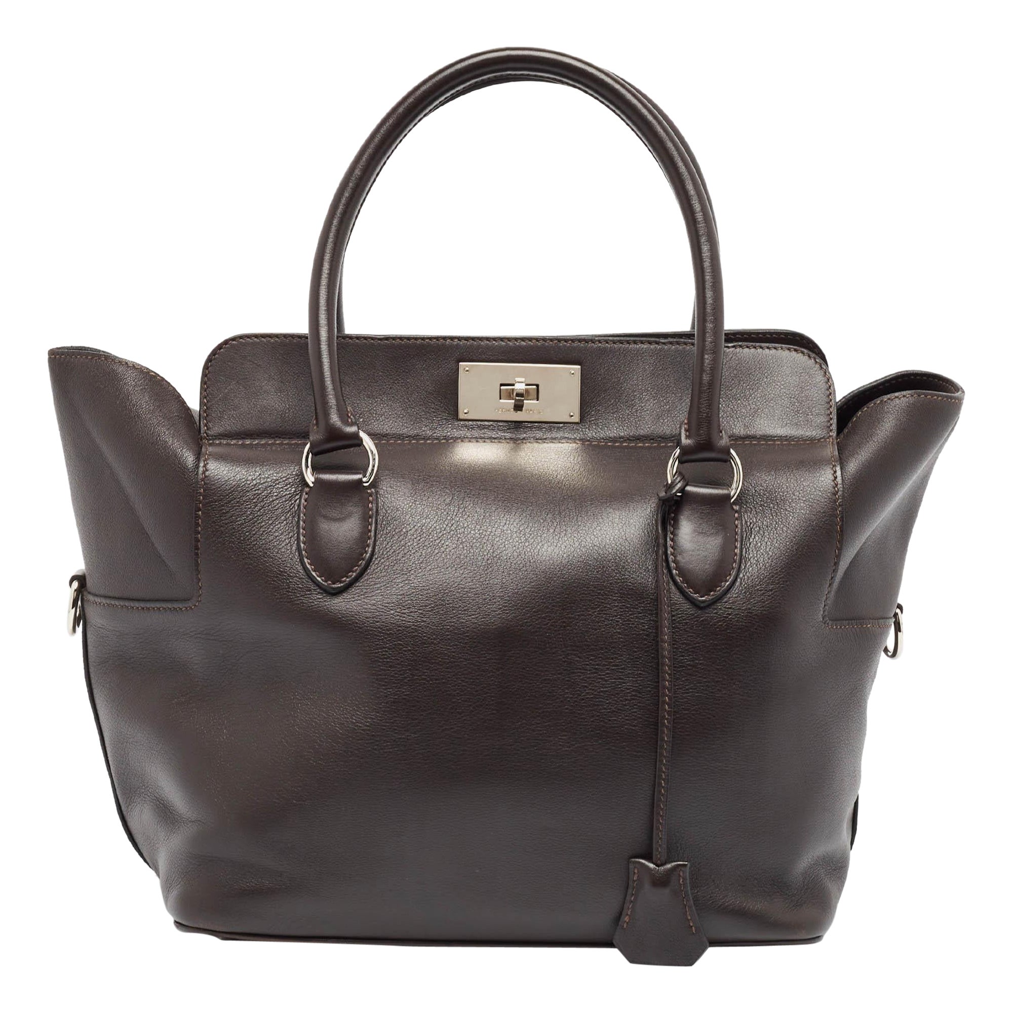 Hermes Ebene Evercolor Leather Palladium Finish Toolbox 26 Bag