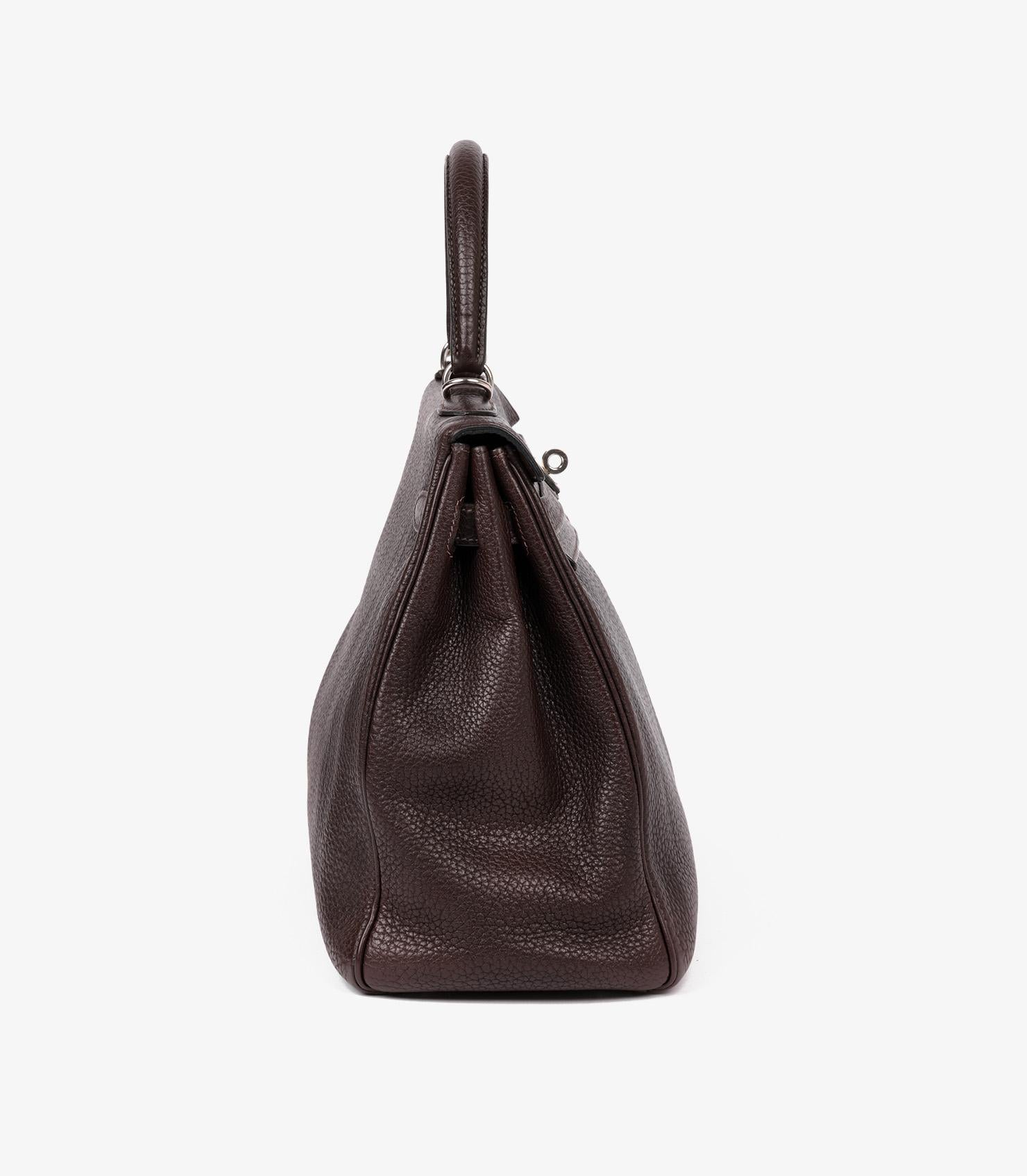 Hermès Ebene Fjord Leather Kelly 35cm Retourne im Angebot 5