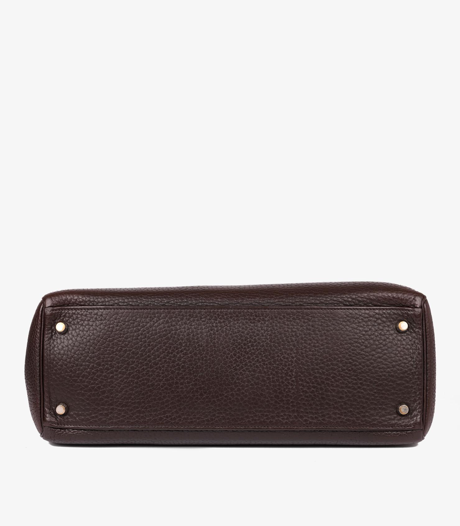 Hermès Ebene Fjord Leather Kelly 35cm Retourne In Good Condition In Bishop's Stortford, Hertfordshire