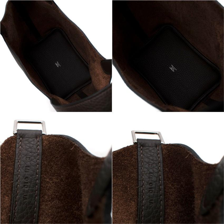 Hermès Ebene Taurillon Clemence Ledertasche mit Picotin-Schlüssel 18 PHW im Angebot 2