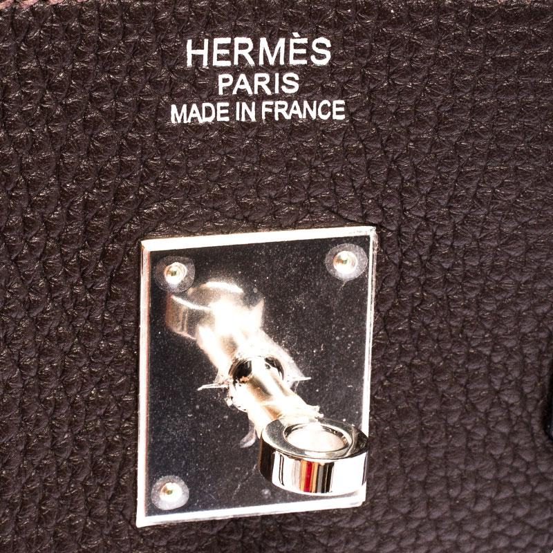 Hermes Ebene Togo Leather Palladium Hardware Birkin 35 Bag 5