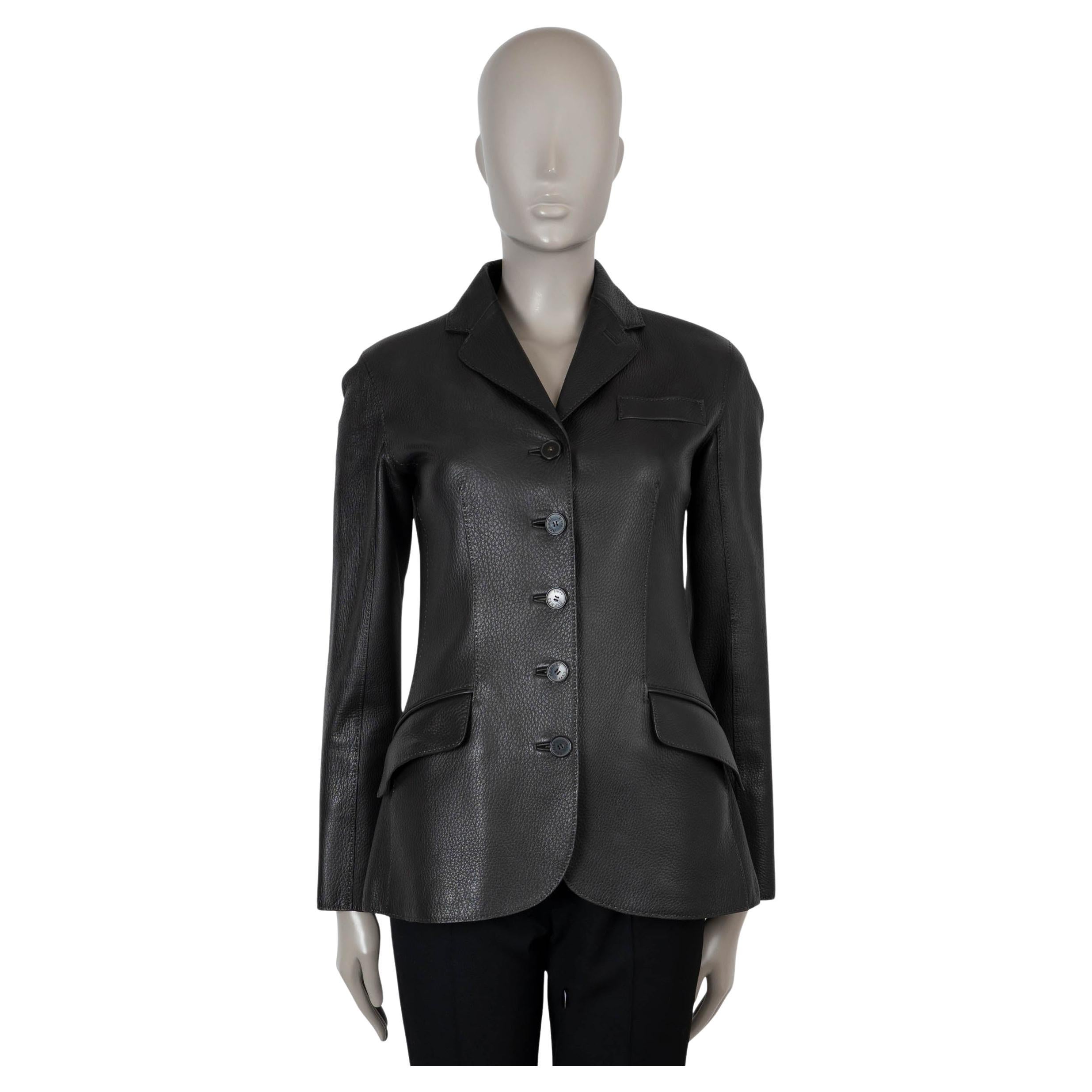 HERMES ebony brown leather 2010 Blazer Jacket 38 S