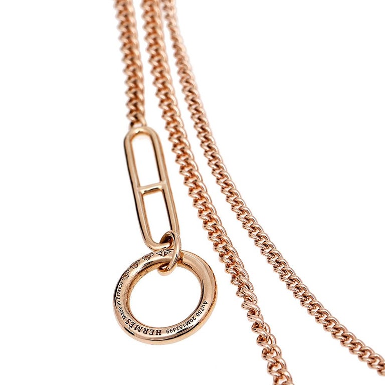 Hermes Echappee 18K Rose Gold Long Station Necklace at 1stDibs