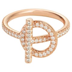 Hermes Echappee Hermes ring, small model rose gold diamonds size 56mm us 7 1/2