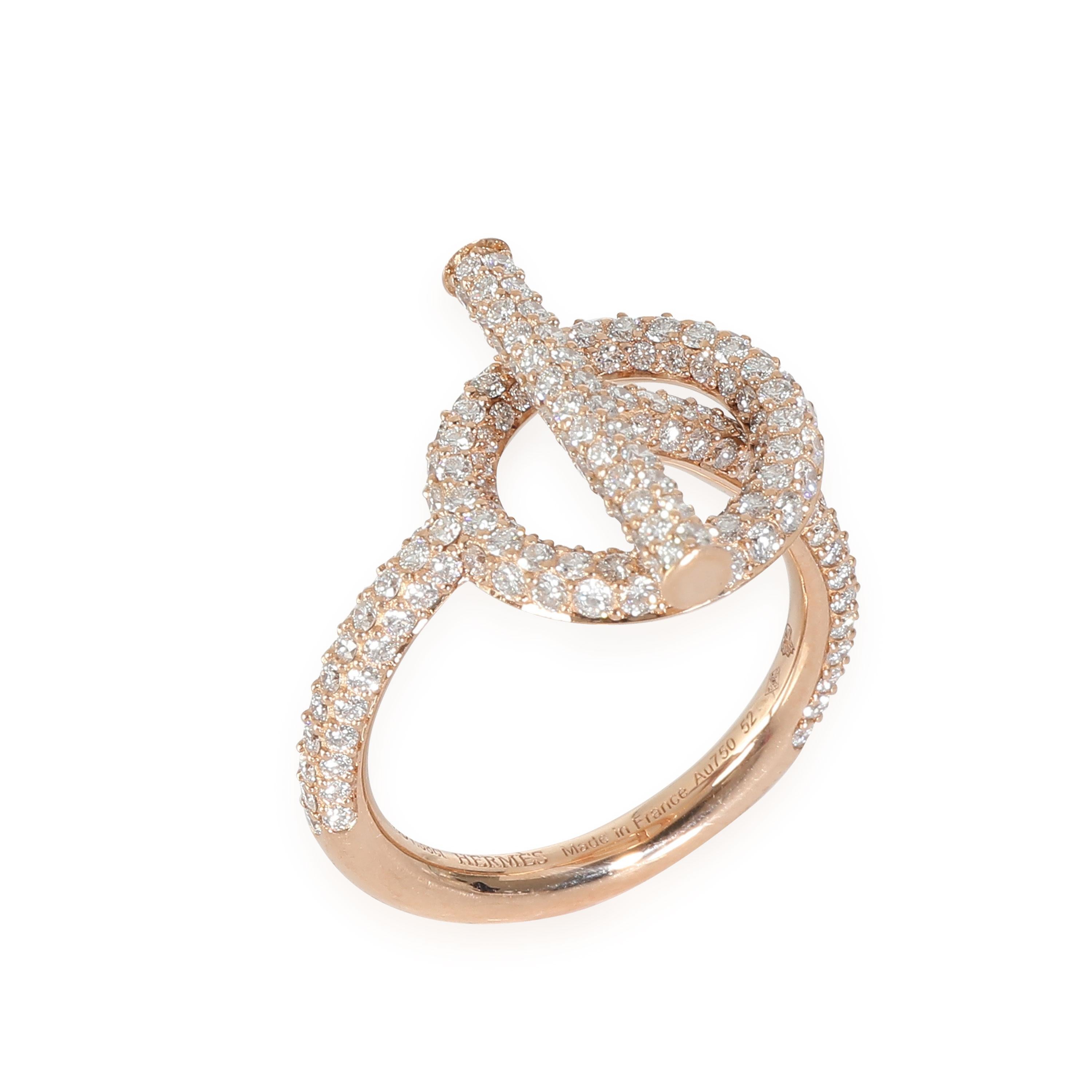 Women's or Men's Hermès Echappee Ring in 18k Rose Gold 1.38 CTW For Sale