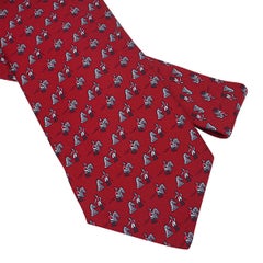 Hermes Echec Aux Jockeys Twillbi Tie Carmin Gris Fonce Rouge