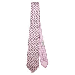 Hermès - Cravate "ECHEC ET MAT TWILLBI" Fuchsia & Rose
