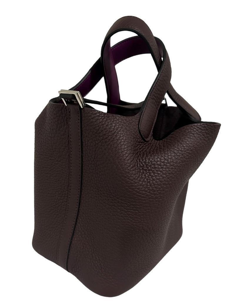 Hermès Eclat Picotin Lock 18 Rouge Sellier Anémone Clemence Palladium Hardware en vente 5