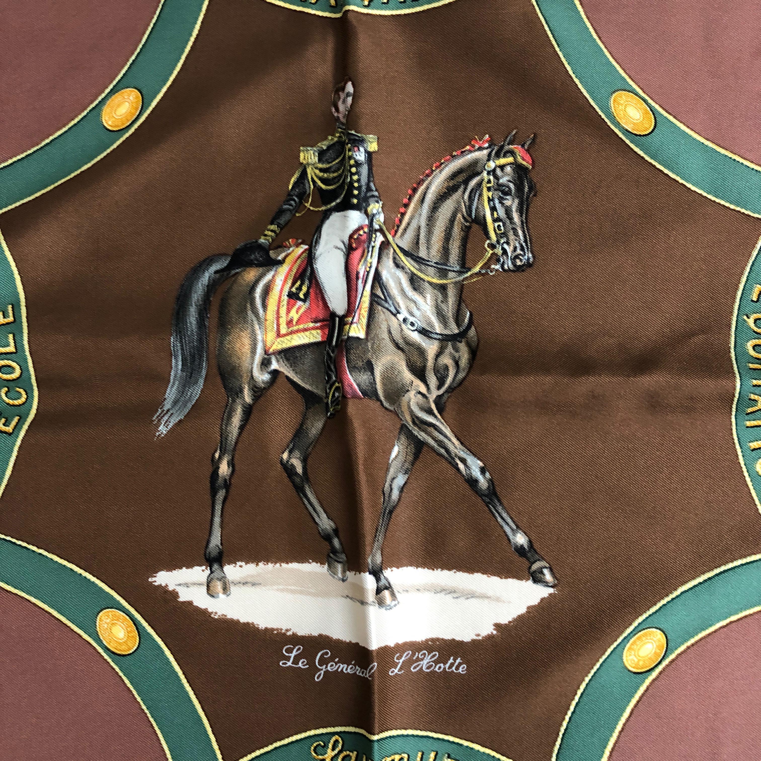 Hermes Ecole Francaise d'Equitation Silk Scarf 90cm De Fougerolle & Grygkar VTG 1