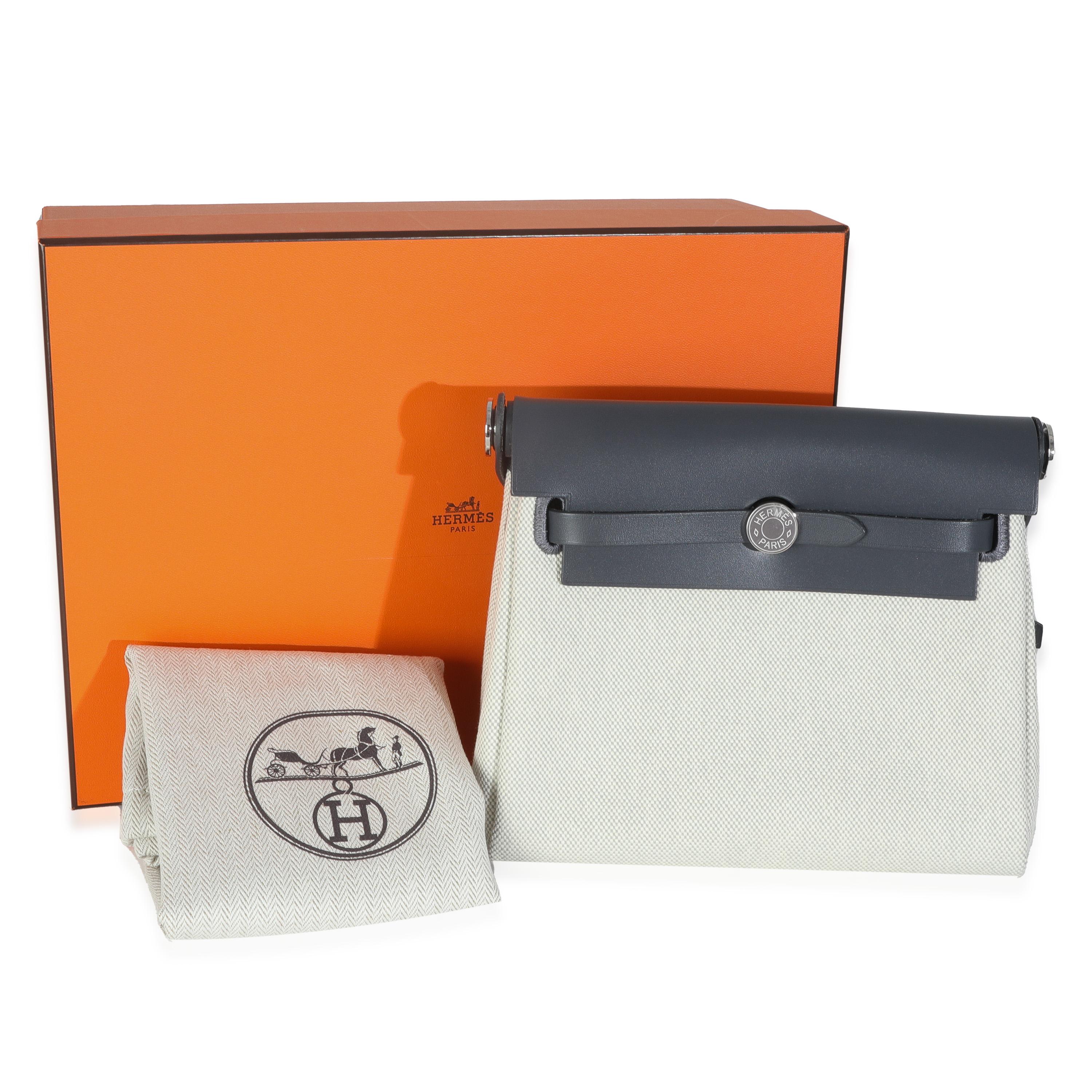 Hermès Ecru Ardoise Military Toile Vache Hunter Herbag Zip Retourne 20 PHW en vente 1