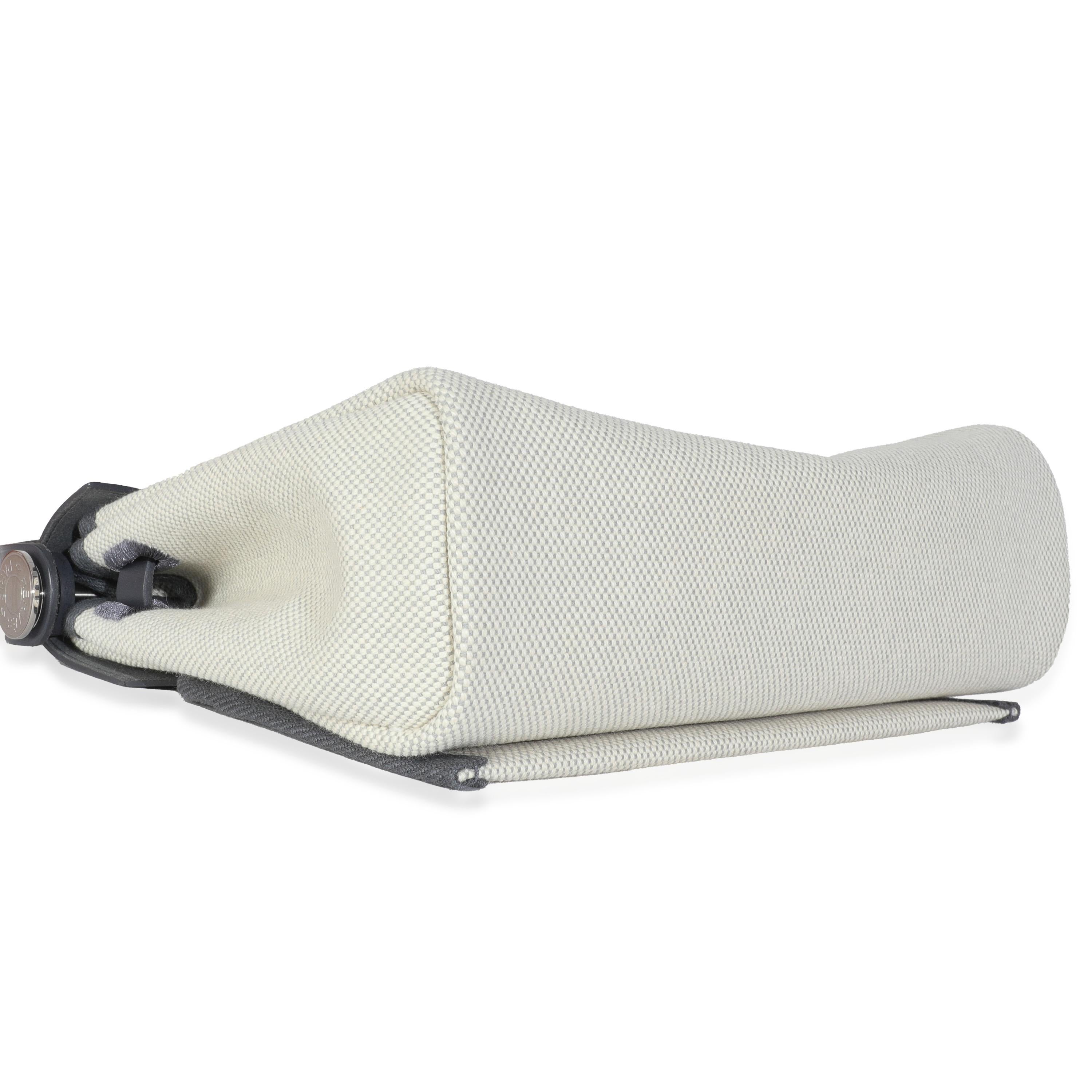 Hermès Ecru Ardoise Military Toile Vache Hunter Herbag Zip Retourne 20 PHW en vente 2