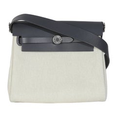 Hermès Ecru Ardoise Military Toile Vache Hunter Herbag Zip Retourne 20 PHW