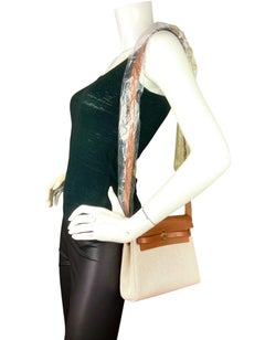 Hermes Ecru Beige Fauve Military Toile Vache Hunter Herbag Zip Retourne 20 Bag