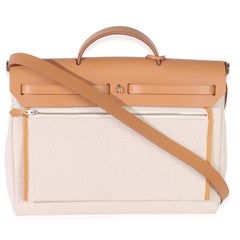 Hermès Ecru Beige Naturel Sable Toile Criss Viking Herbag Messenger 39 PHW