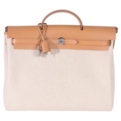 Hermès Ecru Beige Naturel Sable Toile Criss Viking Herbag Messenger 39 PHW