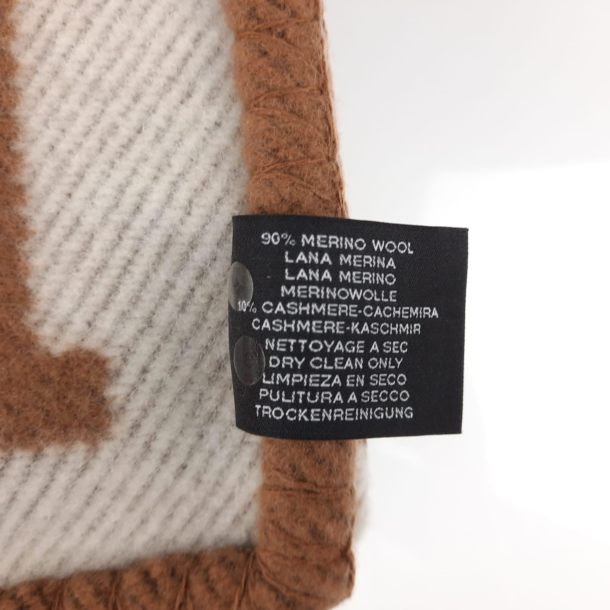Women's or Men's Hermes Écru/Camel Merinos wool and cashmere Avalon throw blanket 