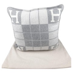 Used Hermes Écru Gris Clair Avalon III pillow, small model