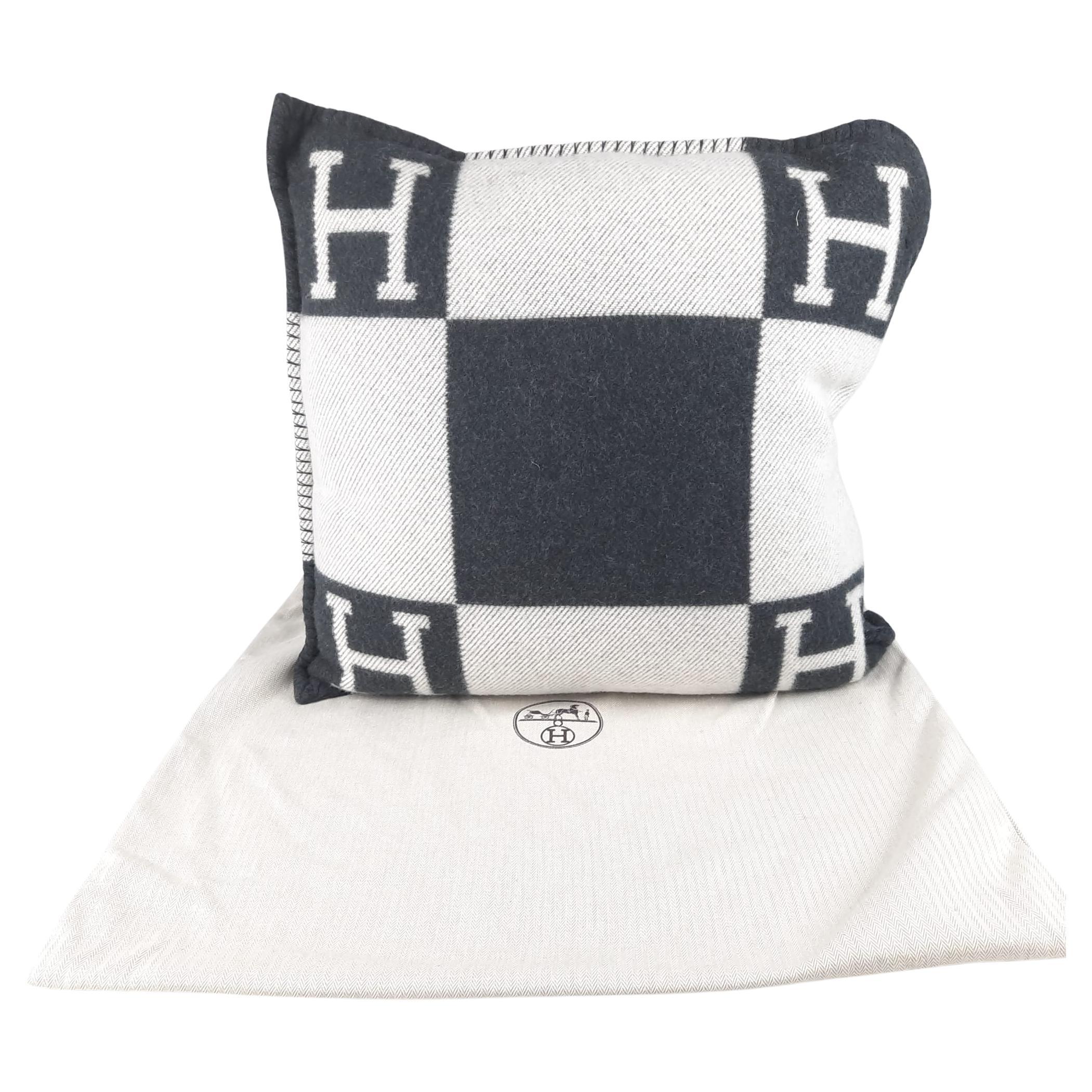 Hermes pillow avalon Ecru & Gris fonce small model For Sale