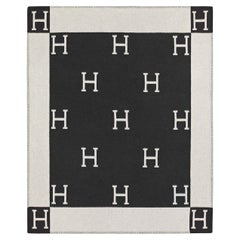 Hermes Écru / Gris Foncé Avalon throw blanket