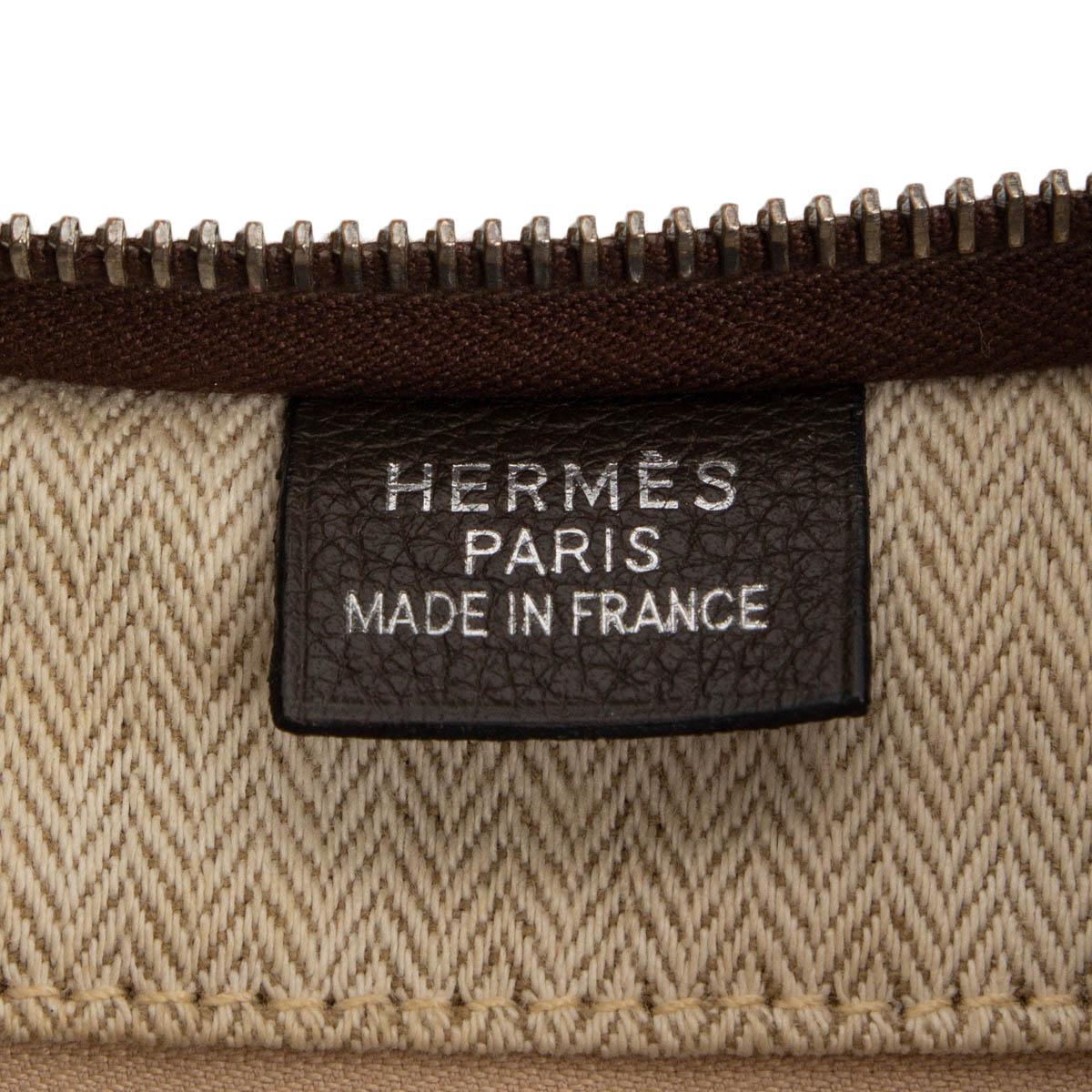 Beige HERMES Ecru / Macassar taupe leather & TOILE GOA HOBO Shoulder Bag