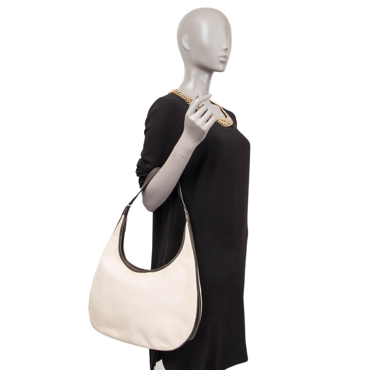 Women's HERMES Ecru / Macassar taupe leather & TOILE GOA HOBO Shoulder Bag
