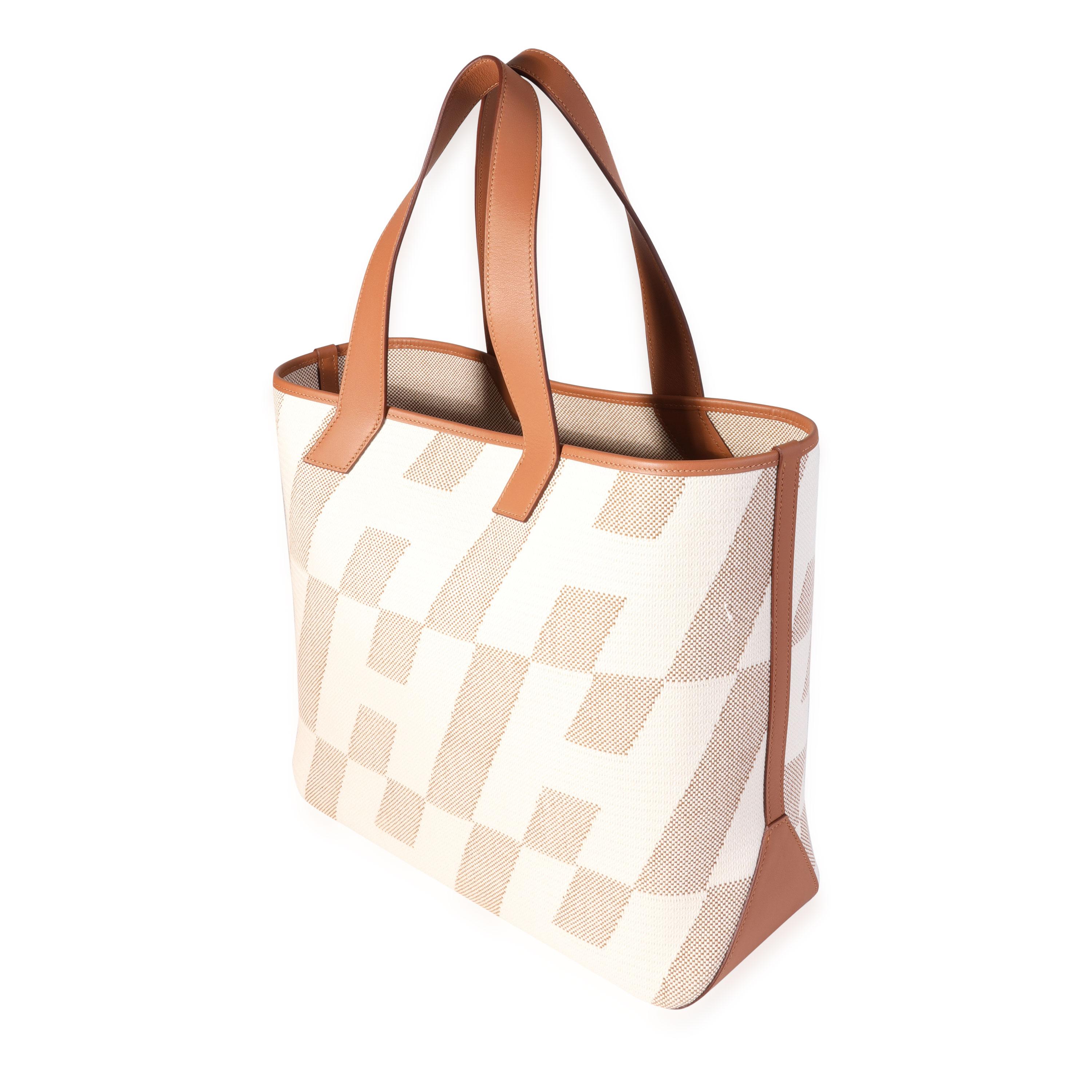 Hermès Ecru Toile & Gold Swift Cabas H En Biais 40 In Excellent Condition In New York, NY