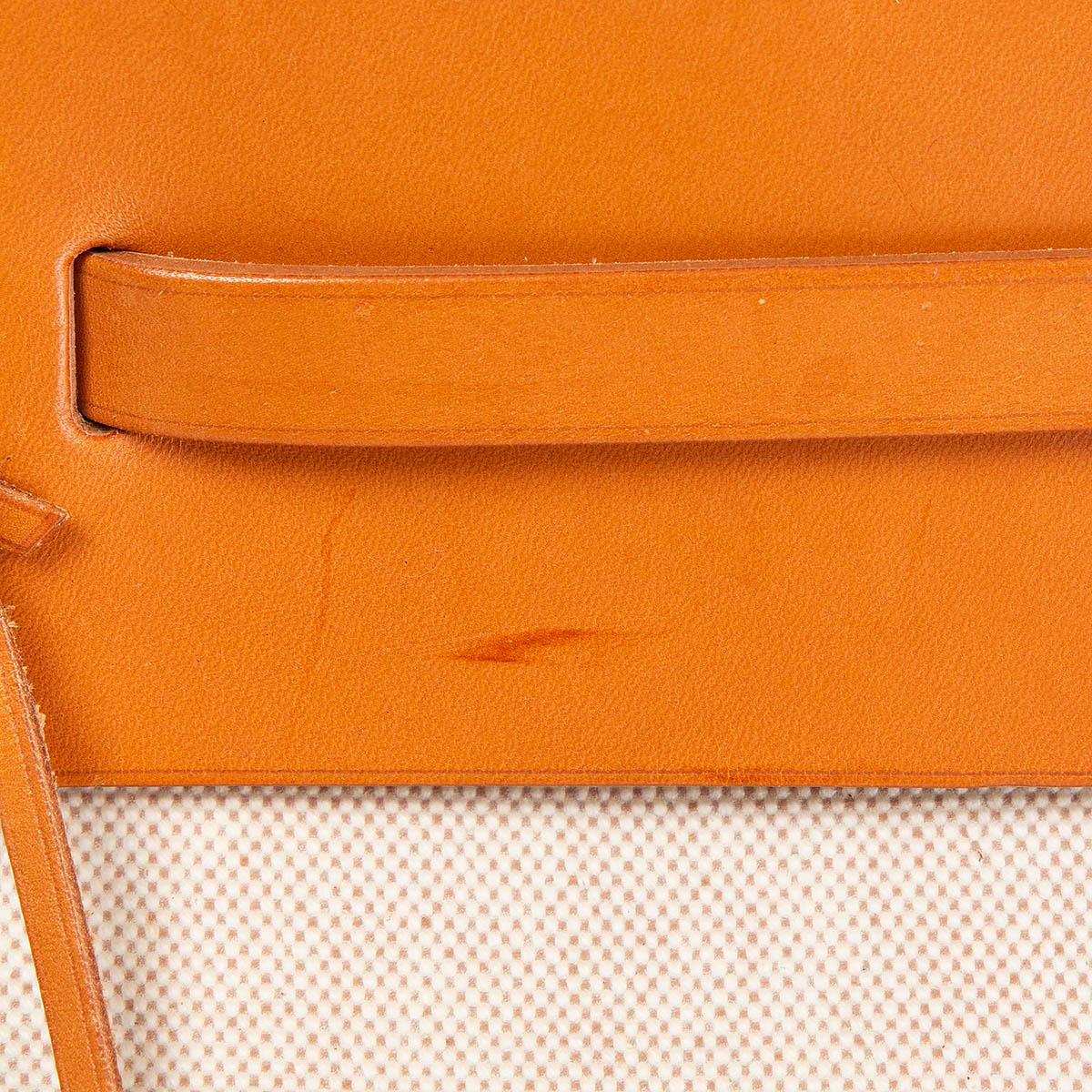 HERMES ecru Toile H canvas & leather HERBAG 50 Travel Bag 3
