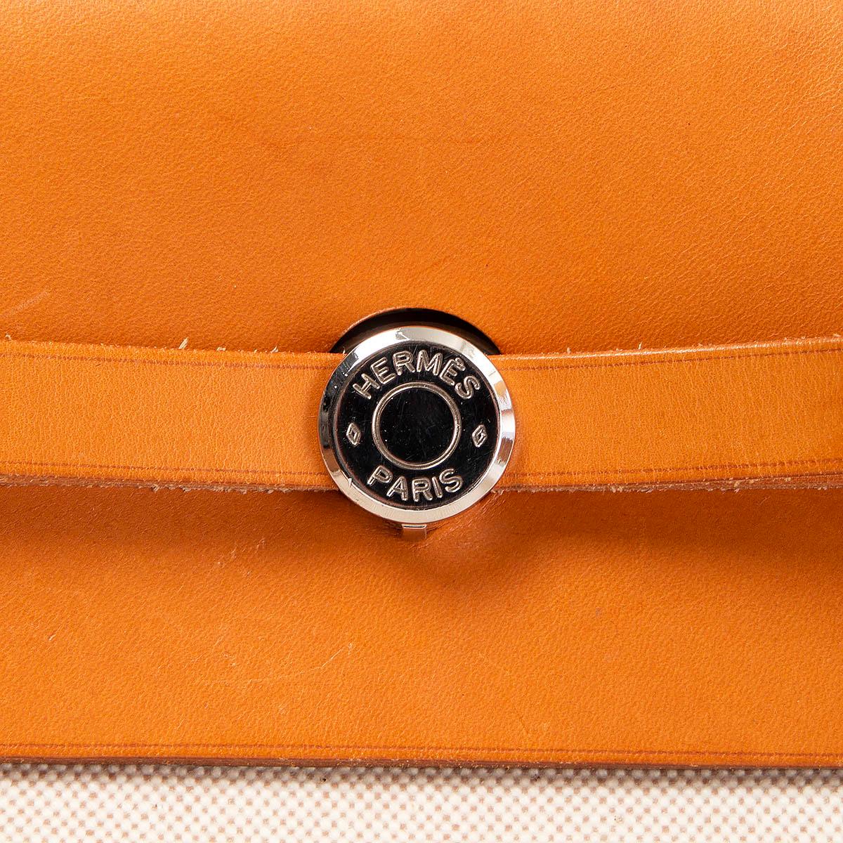 Women's HERMES ecru Toile H canvas & leather HERBAG 50 Travel Bag