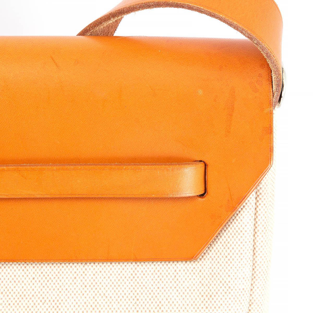 HERMES ecru Toile H canvas & leather HERBAG 50 Travel Bag 2
