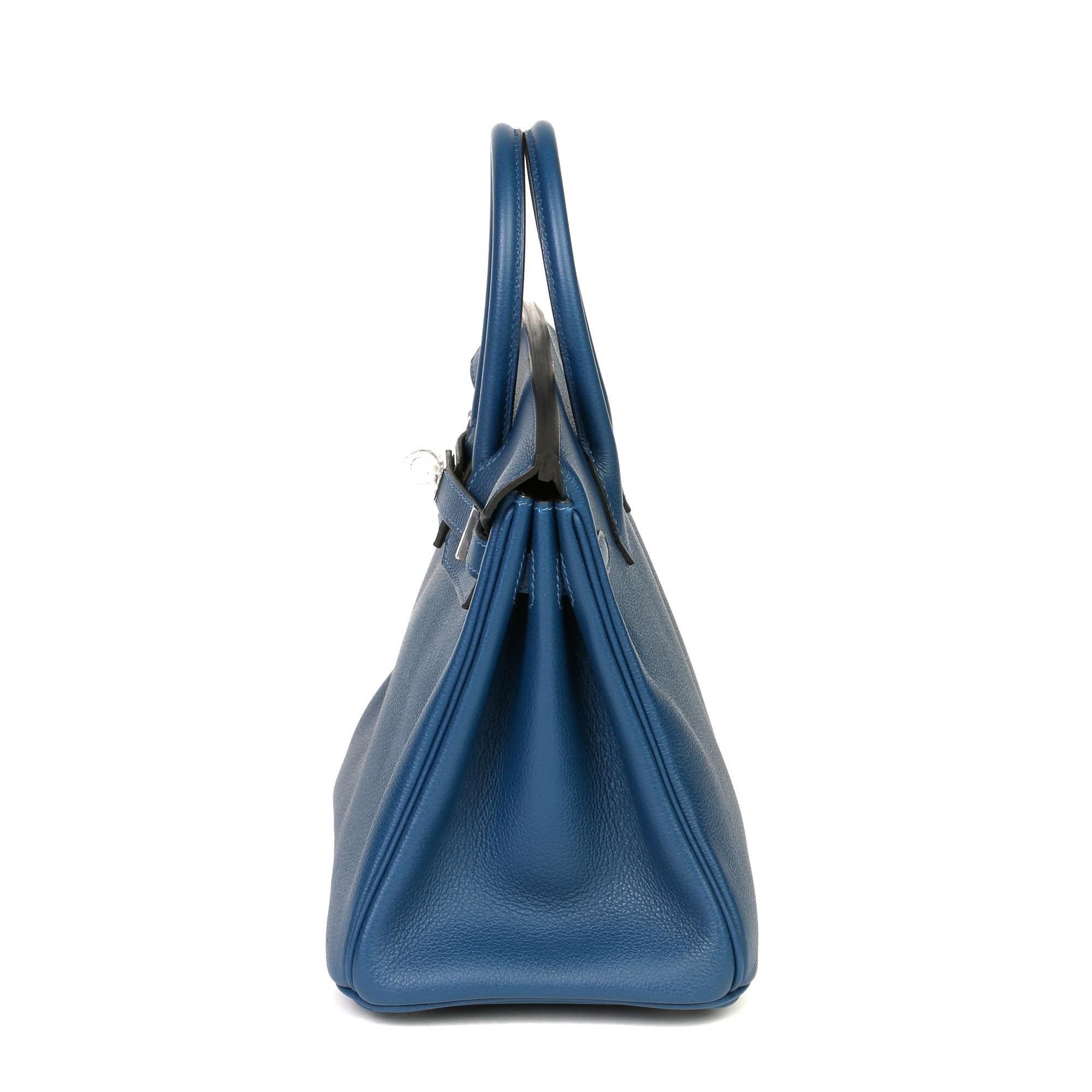 Hermès eep Blue Novillo Leather Birkin 25cm  In New Condition In Bishop's Stortford, Hertfordshire