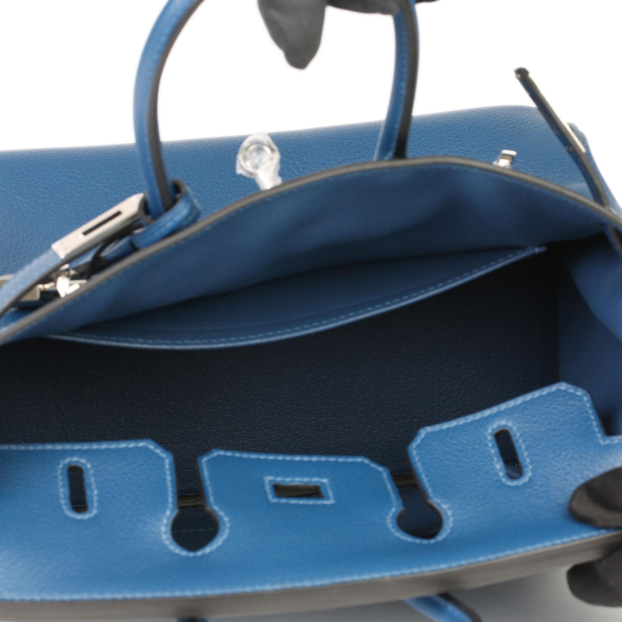 Hermès eep Blue Novillo Leather Birkin 25cm  5