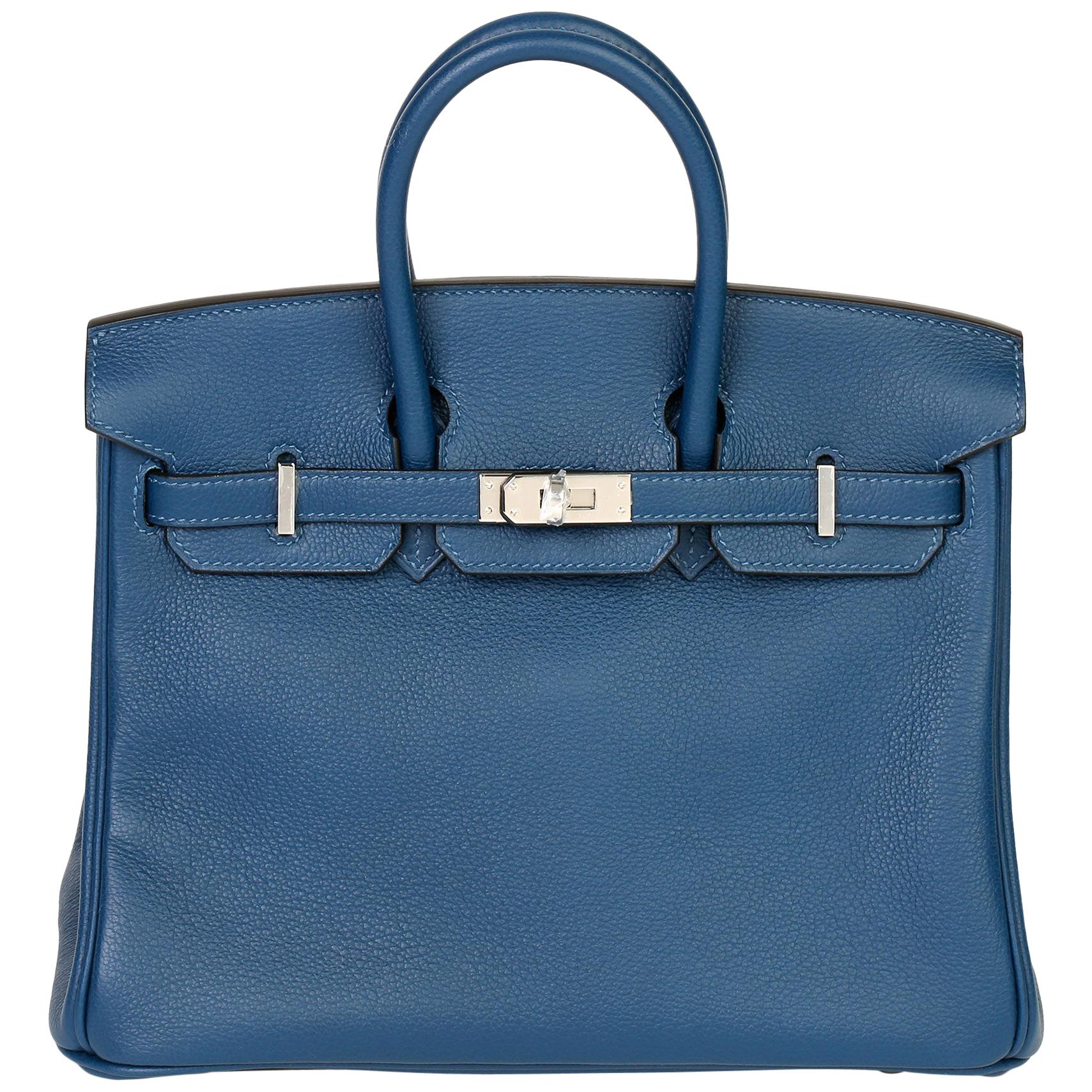 Hermès eep Blue Novillo Leather Birkin 25cm 