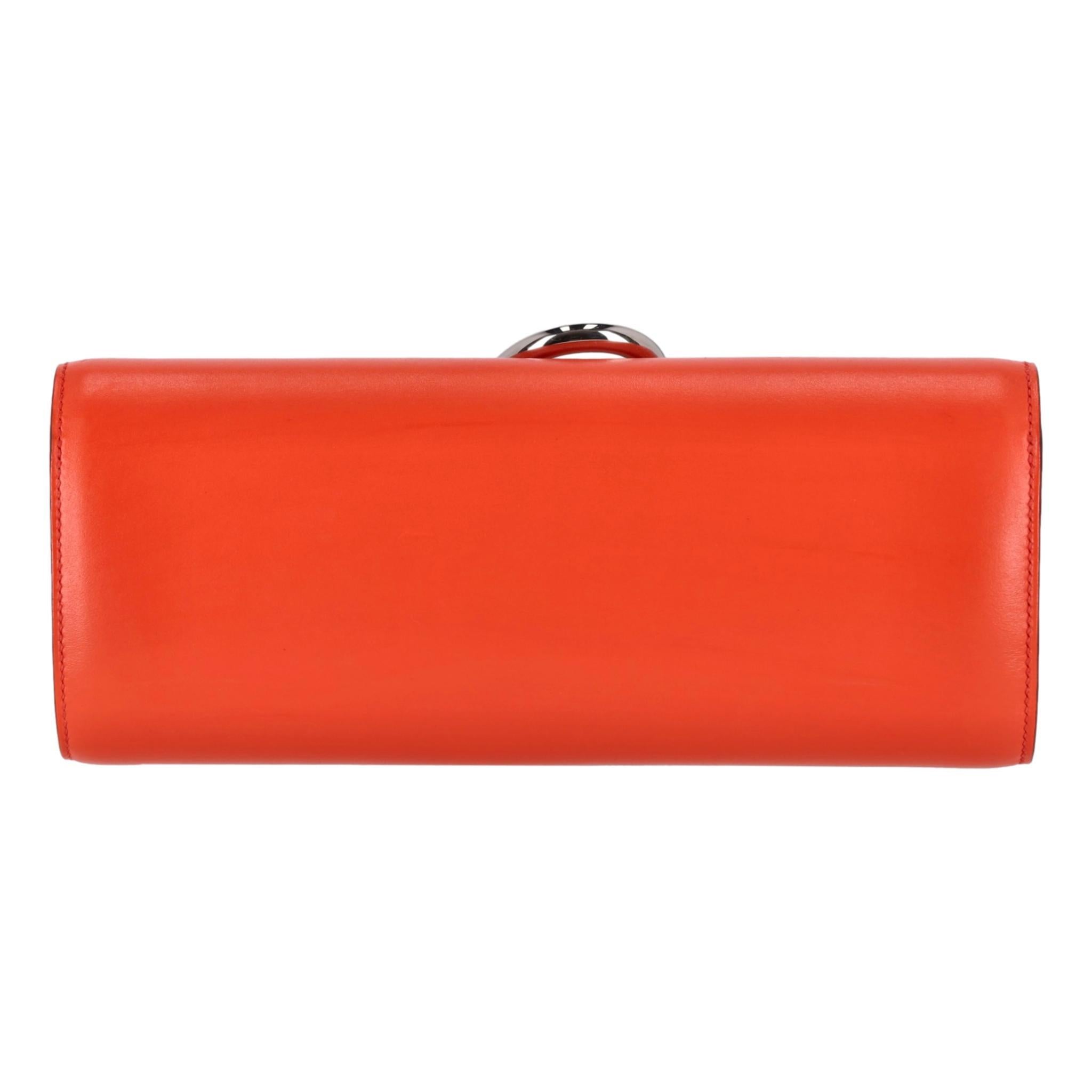 Hermes Egee Clutch Bag In Tadelakt Leather In Excellent Condition For Sale In London, GB