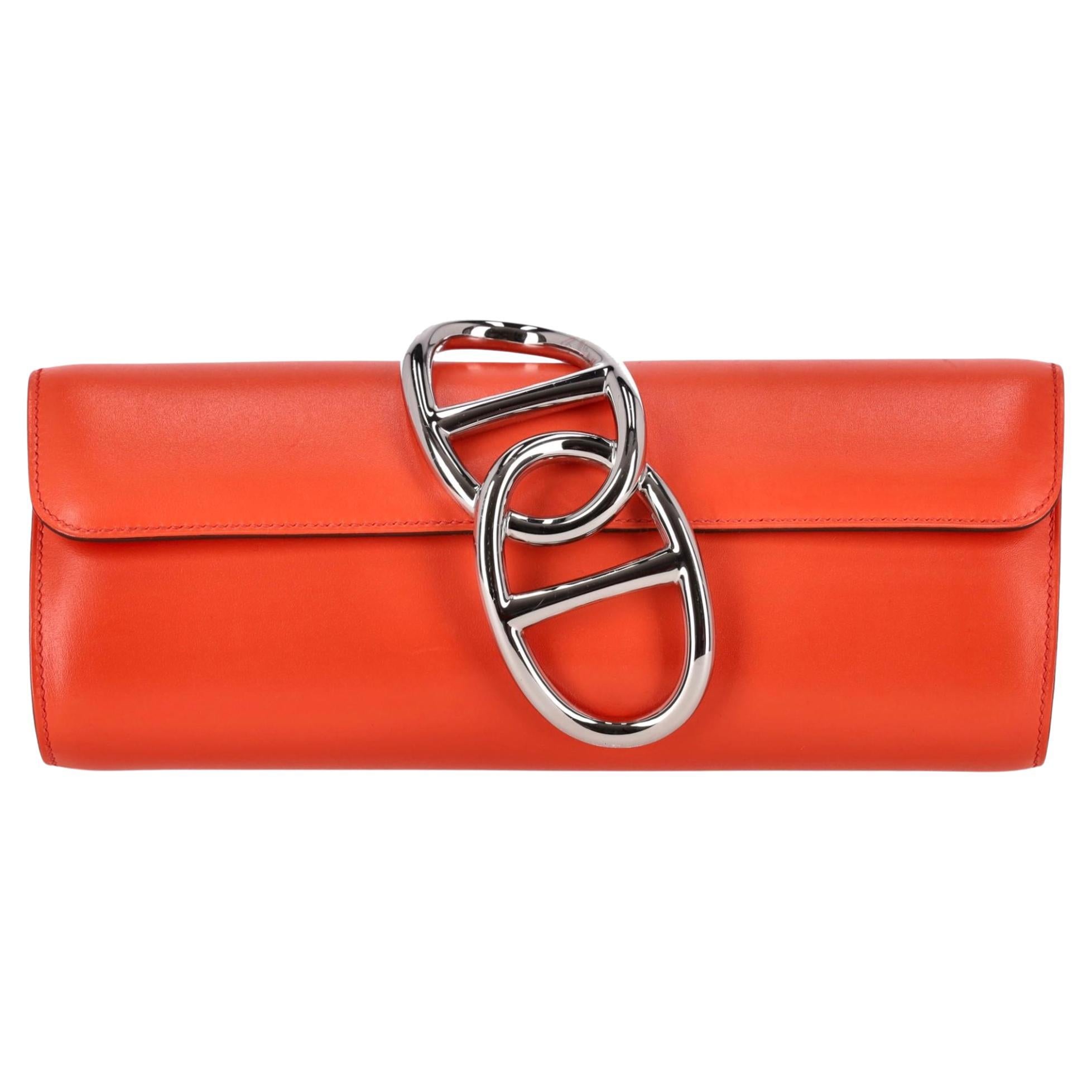 Hermes Egee Clutch Bag In Tadelakt Leather For Sale