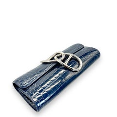 Hermès Egee Clutch Blue Niloticus Crocodile with Palladium Hardware (2013)