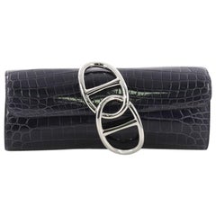 Hermès Black Porosus Crocodile Rio Clutch Pochette Envelope Bag 536her310