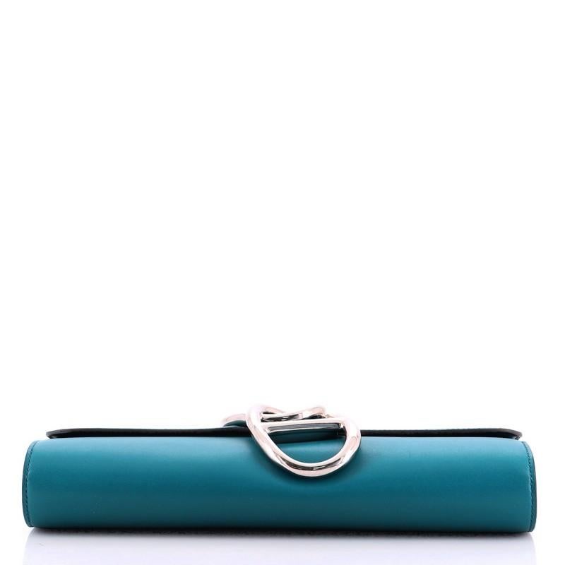 Blue Hermes Egee Clutch Tadelakt