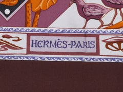 Hermes Eggplant & Multicolor Bird Print Scarf
