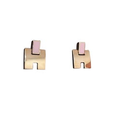 Pendientes Hermès Eileen Laca Rosa bañados en oro rosa