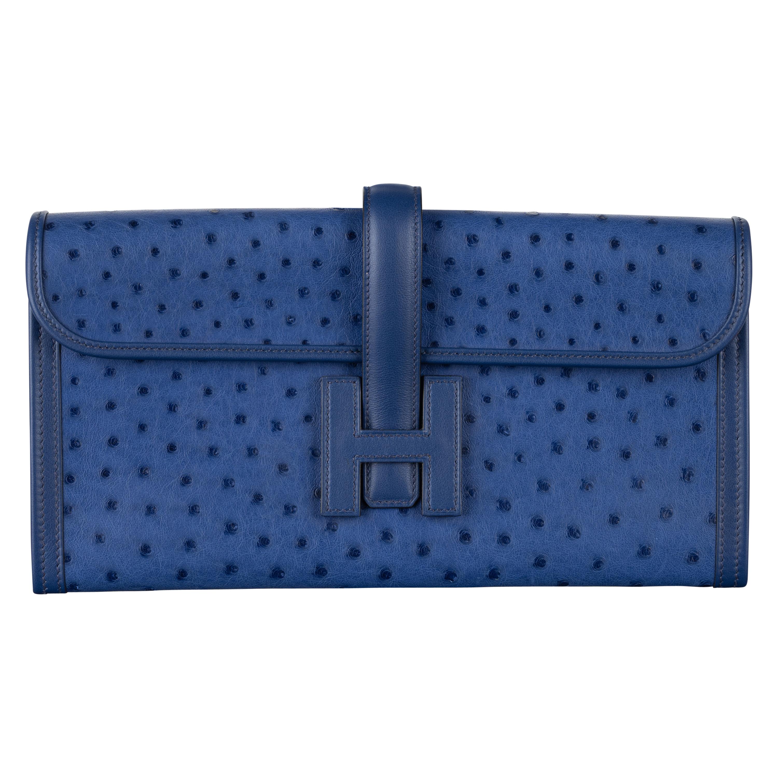 Hermès Elan Jige Bleu Saphir Ostrich 2018 For Sale