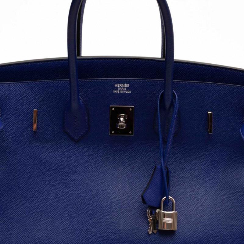 HERMES Electric Blue 35 Birkin Bag 8