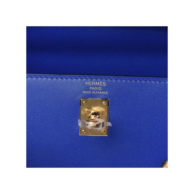 Blue HERMES electric blue Bleu Electrique Tadelakt KELLY 25 SELLIER Bag