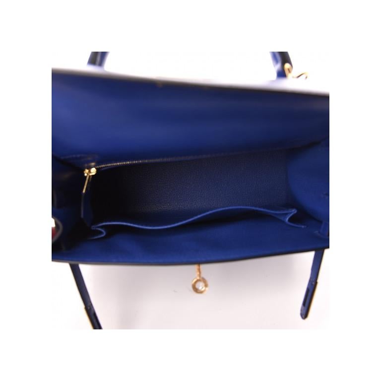 HERMES electric blue Bleu Electrique Tadelakt KELLY 25 SELLIER Bag In New Condition In Zürich, CH