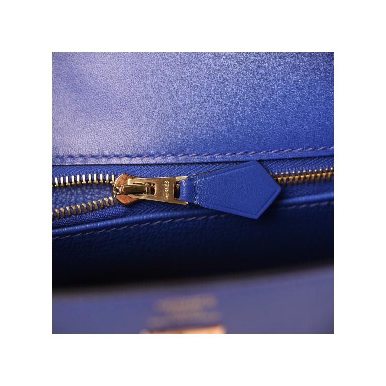 Women's HERMES electric blue Bleu Electrique Tadelakt KELLY 25 SELLIER Bag