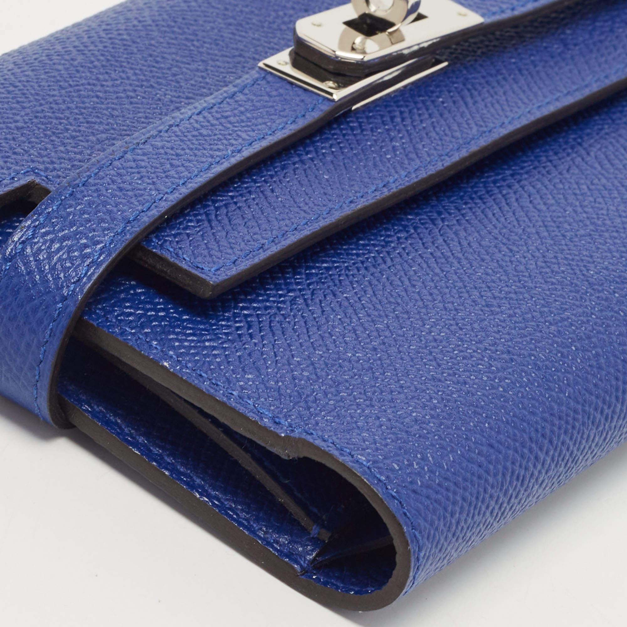 Hermès Electric Blue Epsom Leather Kelly Depliant Wallet 10