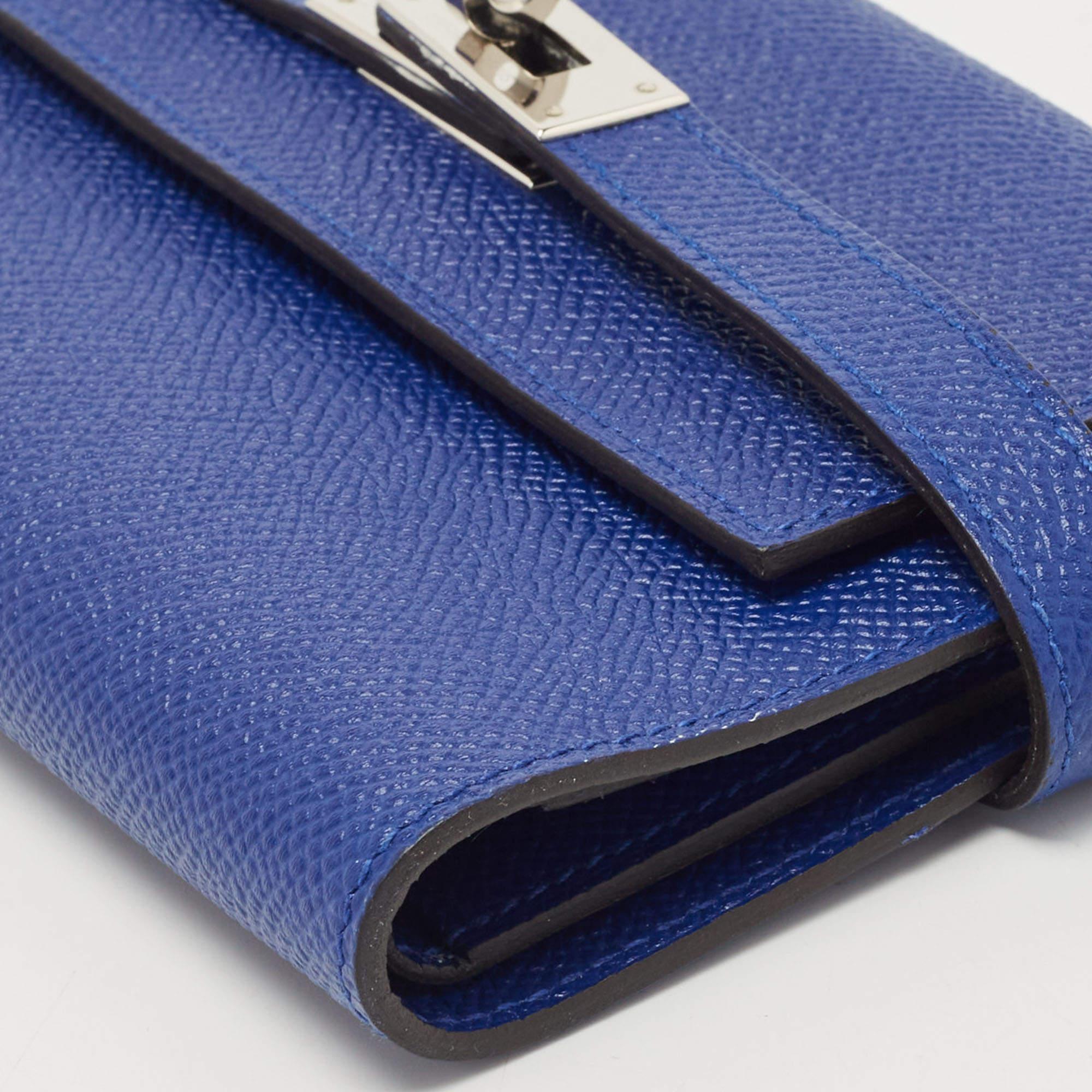 Hermès Electric Blue Epsom Leather Kelly Depliant Wallet 11